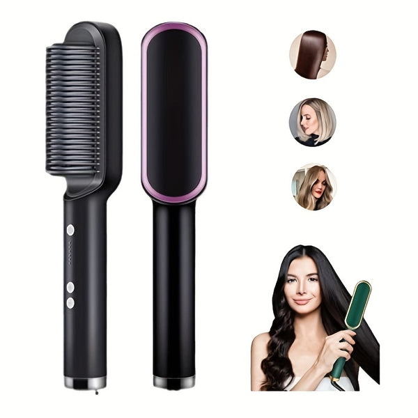 [Hair Straightener and Curler 2 in 1]- This is a 2 in 1 hair styling tool, that combines a hair straightener comb & flat hair iron, can help you to get a super s